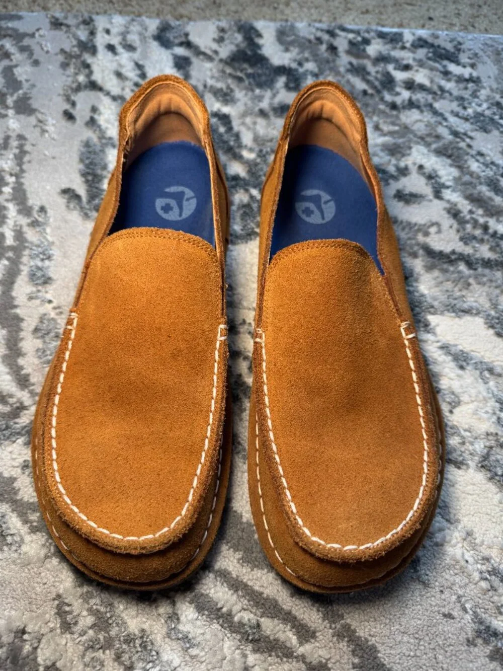 Birkenstock Utti Loafers in Mink Suede with White Contrast Stitching